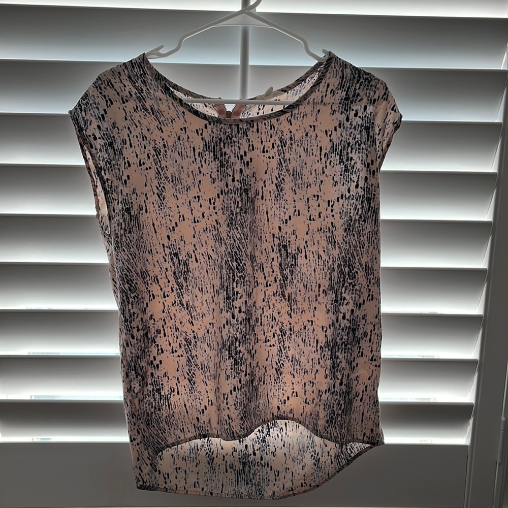 Blue and pale beige blouse